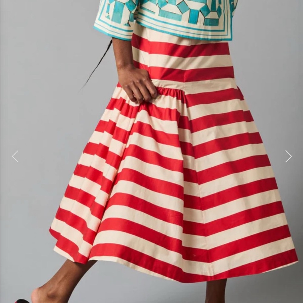 Red and White Striped Skirt